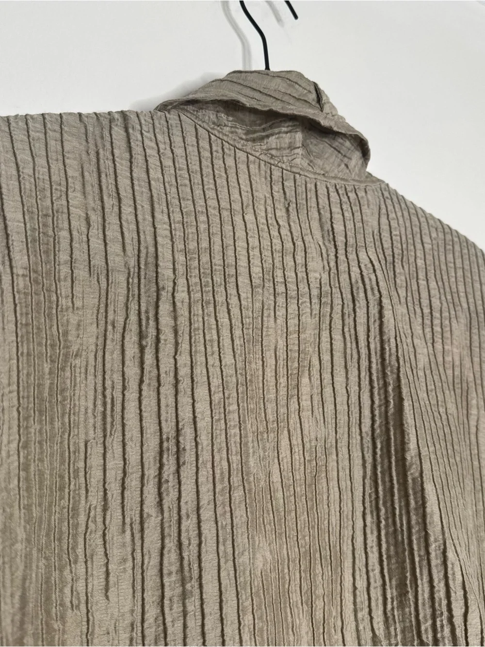 Eileen Fisher‎ Tencel Crinkle Metallic Open Front Lightweight Cardigan Jacket S